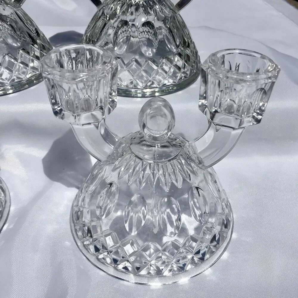Imperial Glass Crystal Candle Holders  Each hold 2 tapered candles lot of 4